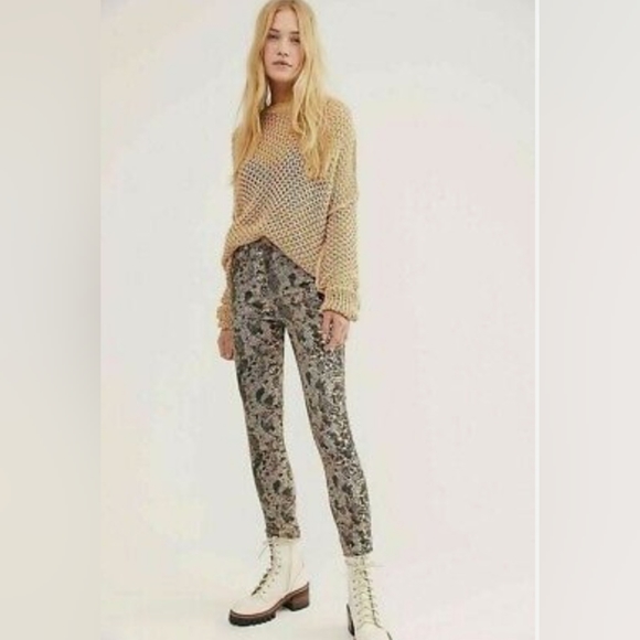 Free People High Rise Skinny Jeans Two Faced Snakeskin sz 24   FP1006 - Picture 5 of 6